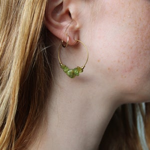 Maia hoops peridot/blue aventurine/Indian agate