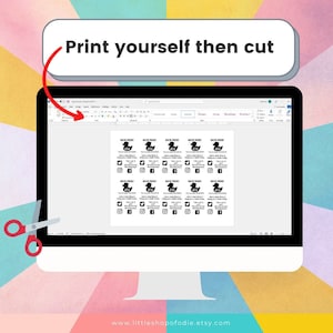 Duck tags - download print cut - black and white pdf and word