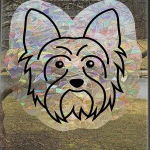 Dog Yorkshire Terrier decal Rainbow Window Cling - Large 7 inches - Prism