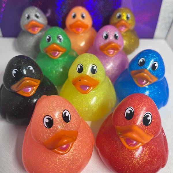 Patitos con purpurina surtidos - Patitos de goma pequeños - Crucero - Patitos - Arcoíris