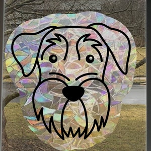 Dog Schnauzer decal Rainbow Window Cling - Large 7 inches - Prism