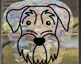 Dog Schnauzer decal Rainbow Window Cling - Large 7 inches - Prism