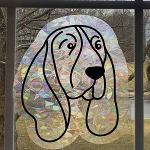 Basset Hound decal Rainbow Window Cling - Large 7 inches - Prism