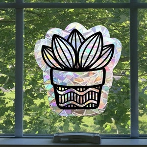 Succulent suncatcher window cling - rainbow window gem