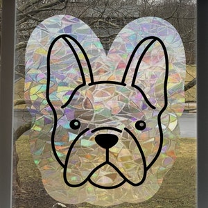 Dog French Bulldog decal Rainbow Window Cling - Large 7 inches - Prism