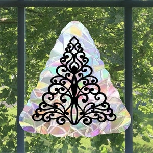Christmas Tree suncatcher window cling - rainbow window gem
