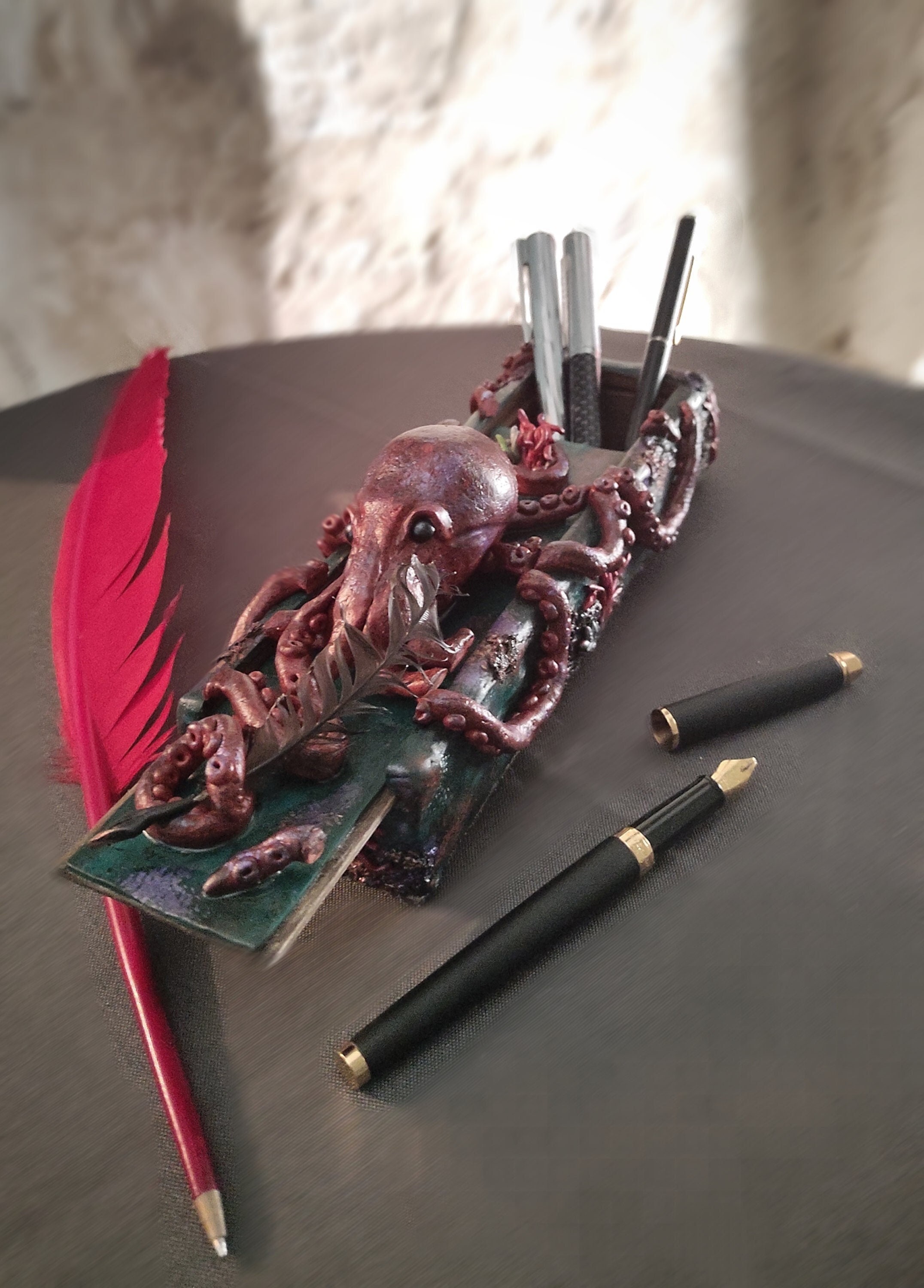 Plumier en Bois Pieuvre