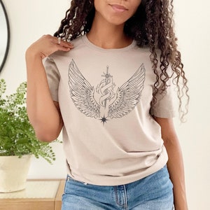 Commanding Flame and Shield Crest T-shirt, Officially Licensed Grayshell Rising by S.J Barnett Merch, Fantasy Bookworm Shirts image 2