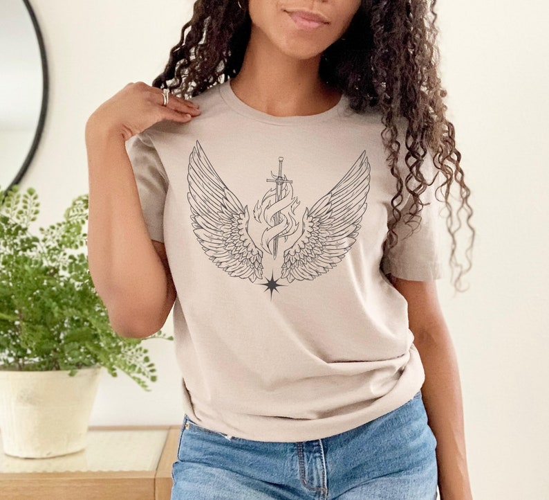 Commanding Flame and Shield Crest T-shirt, Officially Licensed Grayshell Rising by S.J Barnett Merch, Fantasy Bookworm Shirts image 2