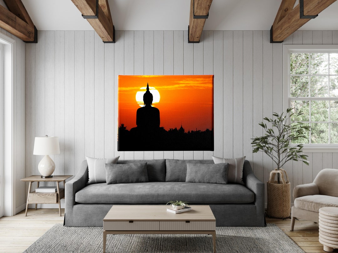 Sunset Buddha Wall Canvas Print, Inspirational Canvas, Buddha Wall ...