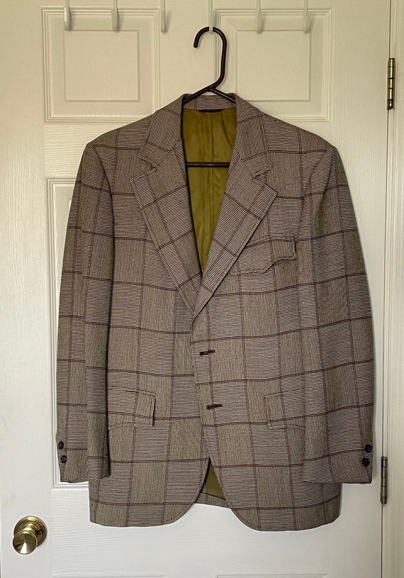 1970s Vintage Checkered Pattern Blazer