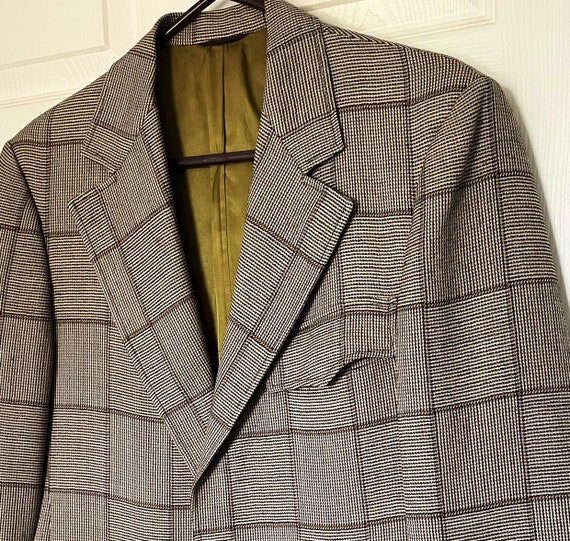 1970s Vintage Checkered Pattern Blazer - image 3