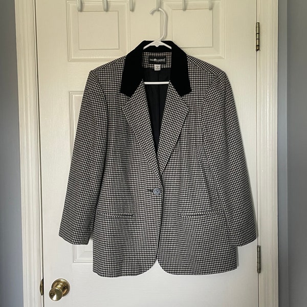 Y2K Houndstooth Blazer – Black & White