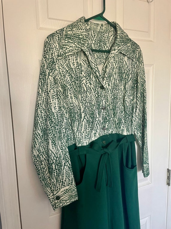 1970s Handmade Green Button-Front Dress