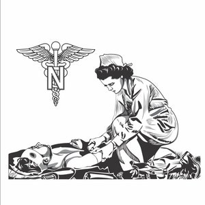 DIGITAL ARMY NURSE Print, Army Nurse Print, Wounded Soldier Art, Female Retirement Pcs Gift, Veterans Day Gift For Her, Cdr File
