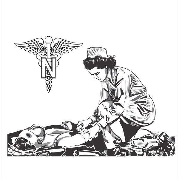 DIGITAL ARMY NURSE Print, Army Nurse Print, Wounded Soldier Art, Female Retirement Pcs Gift, Veterans Day Gift For Her, Cdr File