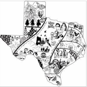 BEST Of TEXAS COLLAGE, Texas Digital Print, Texas Map Photo, State Wall Art with Cowboys Rodeo King Ranch National Park, Digital Cdr Files