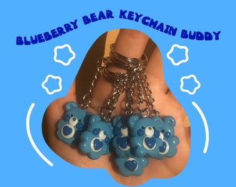 Blue Blueberry Bear Buddy Polymer Clay Charm Keychain | Handmade, Homemade, Gifting, Gift