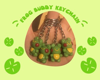 Froggy Frog Buddy Polymer Clay Charm Keychain | Handmade, Homemade, Gifting, Gift