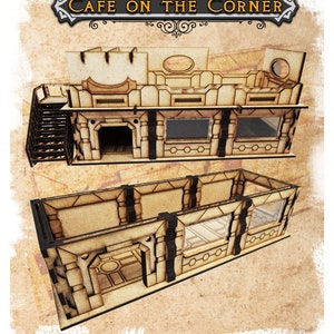 MDF Lasercut Terrain - Sci-Fi Cafe op de hoek (digitaal bestand/.cdr,.svg)