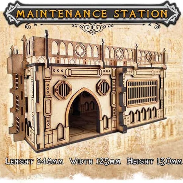 MDF Lasercut Terrain - Modular Industrial Gothic Maintenance Station(digital file/.cdr,.svg)