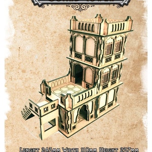 MDF Lasercut Terrain - Oriental Guard Tower (digital file/.cdr,.svg)