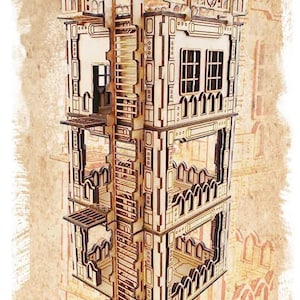 MDF Lasercut Terrain - Modular Industrial Gothic Control Tower(digital file/.cdr,.svg)