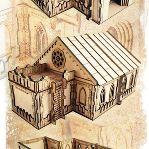MDF Lasercut Terrain - Modulaire industriële gotische kapel (digitaal bestand/.cdr,.svg)