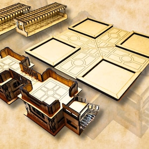 MDF Lasercut Terrain - Sci-Fi Central Plazza (digitaal bestand/.cdr,.svg)
