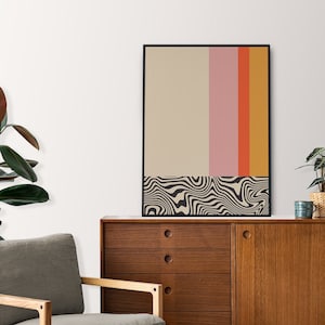 Modern Wall Print, Abstract Contemporary Printable Wall Art, Orange Pink Yellow Beige Mid Century Modern Art, DIGITAL DOWNLOAD
