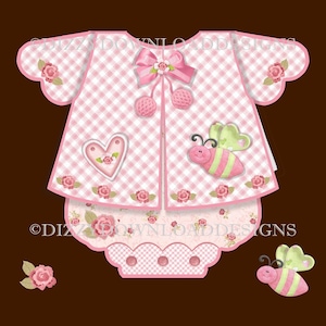 Baby Girl Matinée Romper Suit Downloadable Card Kit Digital Download Instant Download Digital Card Making Baby Romper Card Ready to Print