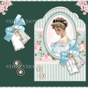 Belle fille et noeud papillon téléchargeable anniversaire carte de fête des mères avec inserts de découpage Envy tout prêt à imprimer TÉLÉCHARGEMENT NUMÉRIQUE IMMÉDIAT