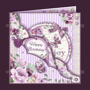 Scheda doppia tasca decorata con etichette Kit scheda scaricabile Decoupage Download digitale Download immediato Compleanno Festa della mamma Pronto per la stampa