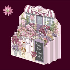 Flower Shoppe Diorama Kit de cartão para download Decoupage Envelope Download digital Download instantâneo Cartões de aniversário para o dia das mães prontos para imprimir