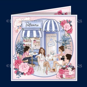 Tarjeta descargable La Creme Patisserie con frente e insertos, decoupage, descarga digital, descarga instantánea, tarjeta de cumpleaños para el Día de la Madre, lista para imprimir.