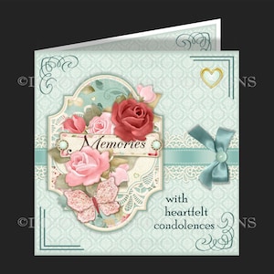 Carte de deuil à télécharger Treasure The Memories avec 3 options d'insertion Decoupage Envy prête à imprimer TÉLÉCHARGEMENT IMMÉDIAT