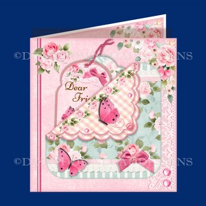 Cartão de bolso para download com borboletas e rosas com inserções Etiquetas de decoupage Inveja pronto para imprimir DOWNLOAD INSTANTÂNEO Aniversário Feminino Dia das Mães