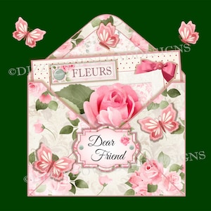 Kit de cartão para download em formato de inveja FLEURS Download digital DOWNLOAD INSTANTÂNEO Cartão de aniversário feminino para dia das mães decoupage pronto para imprimir