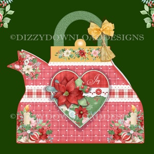 Christmas Heart Teapot Downloadable Card Kit Freebie Gift Tags Instant Download Printable Christmas Card Ready to Print
