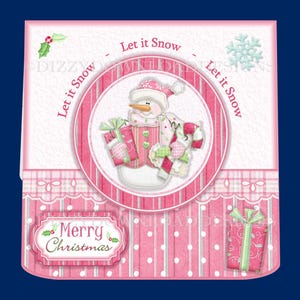 Carte téléchargeable Let It Snow Bonhomme de neige rose avec 12 étiquettes-cadeaux Inserts découpage Envy tout prêt à imprimer TÉLÉCHARGEMENT IMMÉDIAT après l'achat
