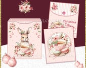 Hoppy Christmas Printable Tea Bag Holder and Wrappers with a surprise Christmas Freebie included INSTANT DOWNLOAD all Ready to Print