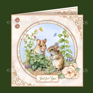 Woodland Mice ダウンロード可能なカードキット デジタルダウンロード 即時ダウンロード 女性の誕生日 姉妹 友人 母の日 カードとタグ すぐに印刷可能