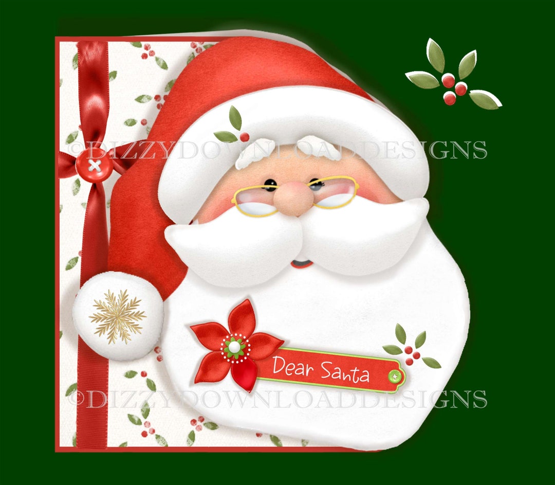 Santa Insert Shaped Santa Printable Card Insert Decoupage Envy INSTANT DOWNLOAD ...