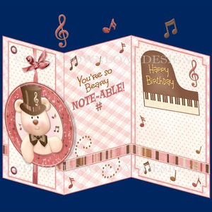 Cartão digital Beary Noteable com duas dobras e caixa de travesseiro de brinde Decoupage Envy, tudo pronto para imprimir, DOWNLOAD INSTANTÂNEO após compra verificada