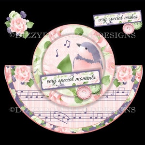 Tarjeta Bird Song Rocker con decoupage y sobre Kit de tarjeta descargable Cumpleaños Descarga digital Descarga instantánea Lista para imprimir