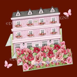 La Grande Maison downloadbare stappenkaart digitale download decoupage INSTANT DOWNLOAD verjaardag Moederdag kaart klaar om af te drukken