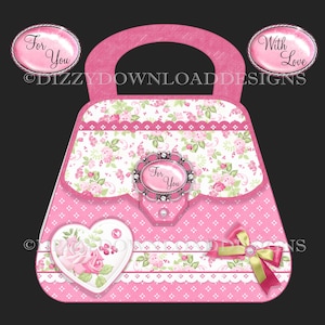 Rose Herz Handtasche Herunterladbare Karte Kit Digitaler Download INSTANT DOWNLOAD digitale Karte machen Geburtstag jeden Anlass bereit, Karte zu drucken