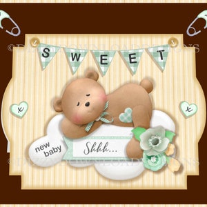 Sweet New Baby Downloadable Card with Decoupage Inserts Envy All Ready to Print at home INSTANT DIGITAL DOWNLOAD Suitable for Boy or Girl