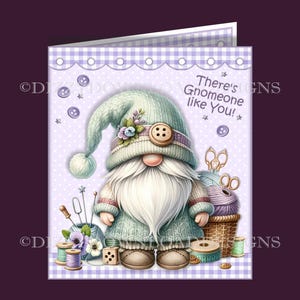 Tarjeta descargable Gnome One Like You con insertos Decoupage Envy Lista para imprimir DESCARGA INMEDIATA para cumpleaños de mujeres y el Día de la Madre