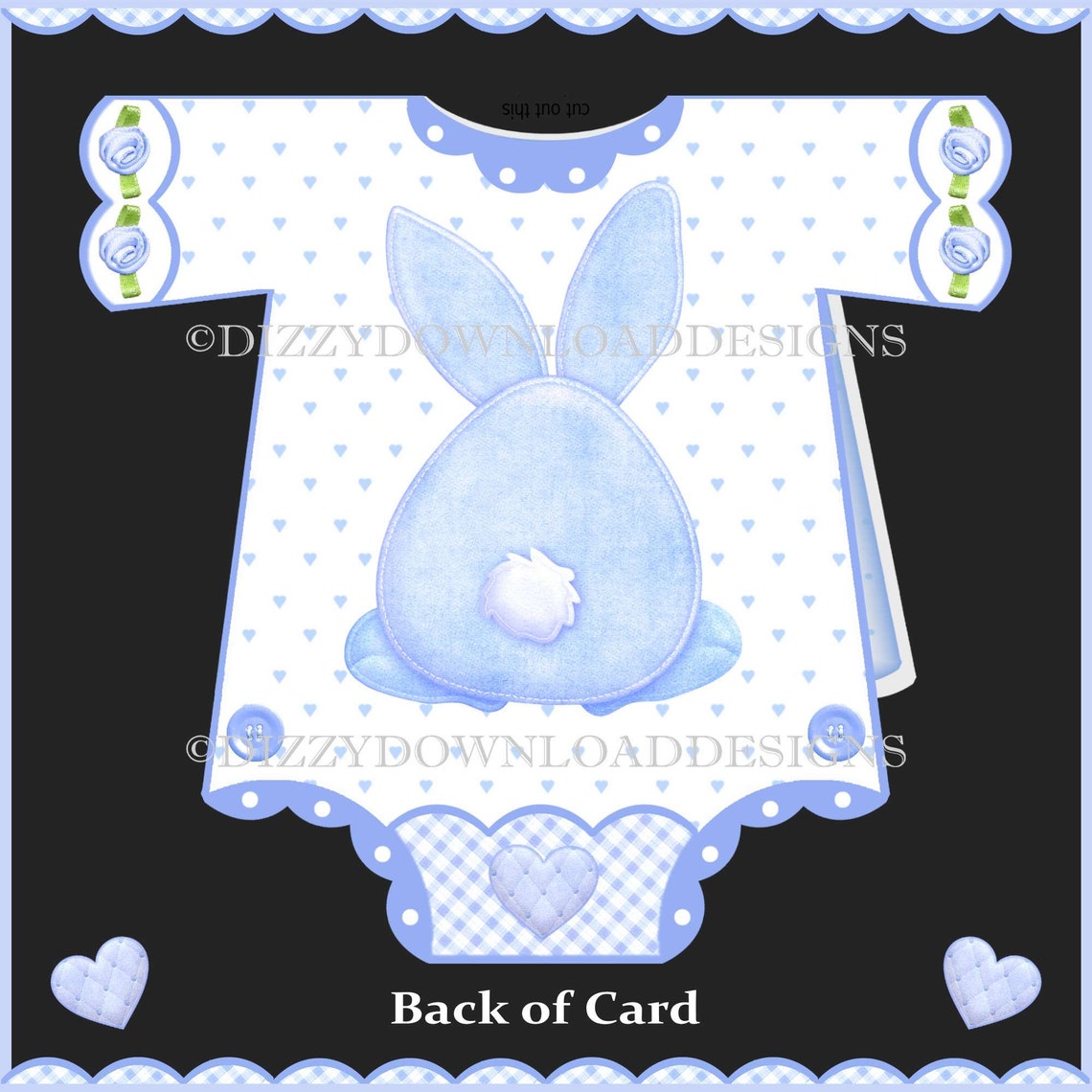 Boy Bunny Onesie Downloadable Card Kit Decoupage Envelope Etsy